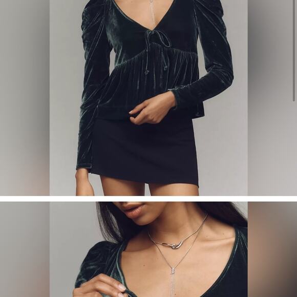 Anthropologie Velvet Green Blouse - Picture 1 of 6